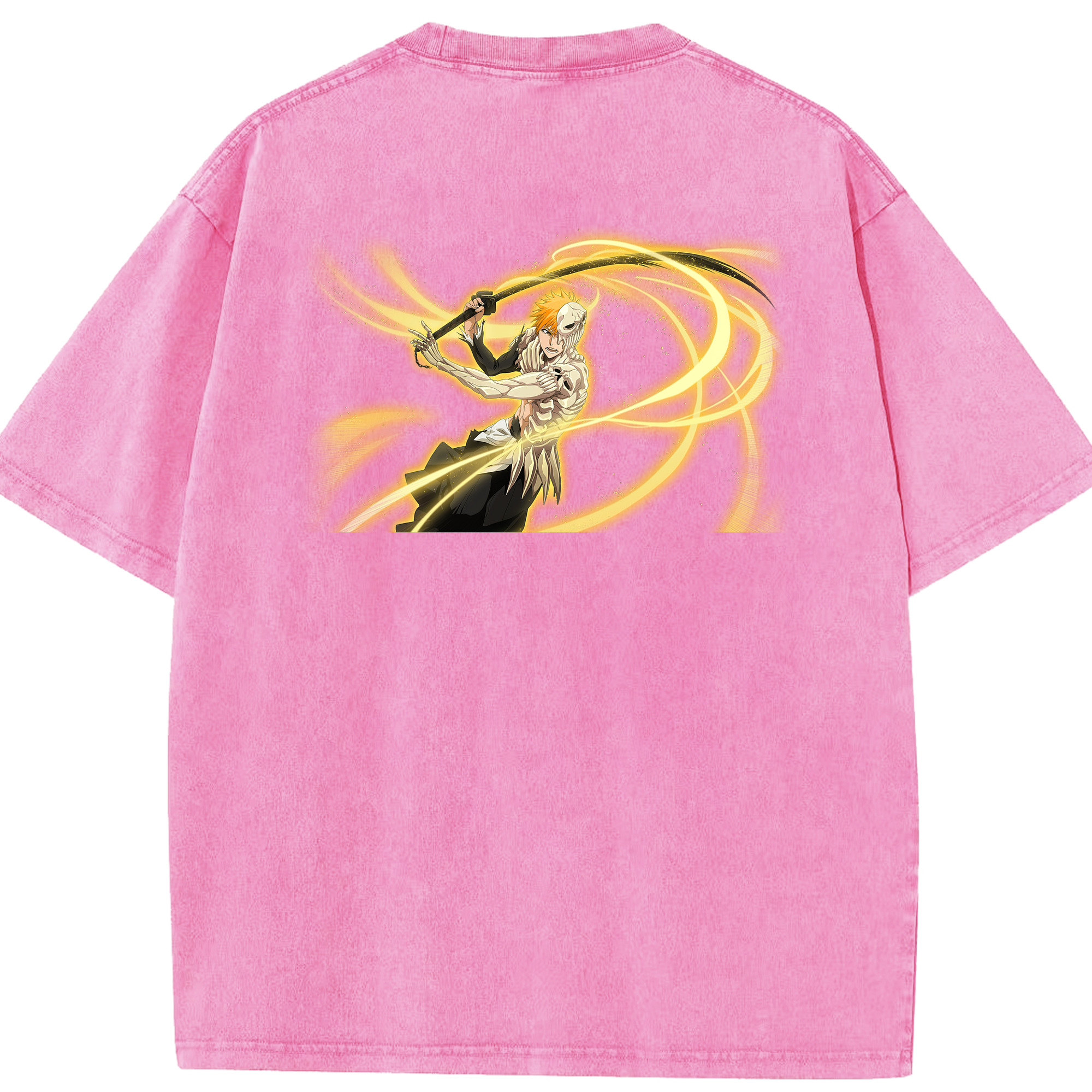 （画像用） ブリーチ 黒崎一護（くろさき いちご）BLEACH Kurosaki Ichigo 綿100% ヴィンテージ風 半袖Tシャツ（背面プリント）